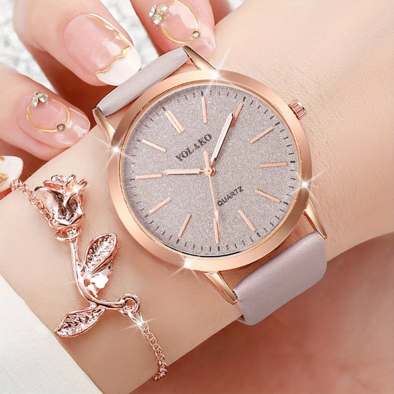 Montre automatique femme bracelet cuir | Roseraie Violette Tempor'Elle