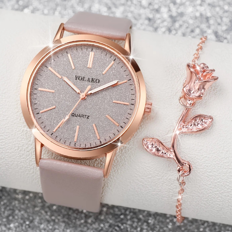 Montre automatique femme bracelet cuir | Roseraie Violette Tempor'Elle