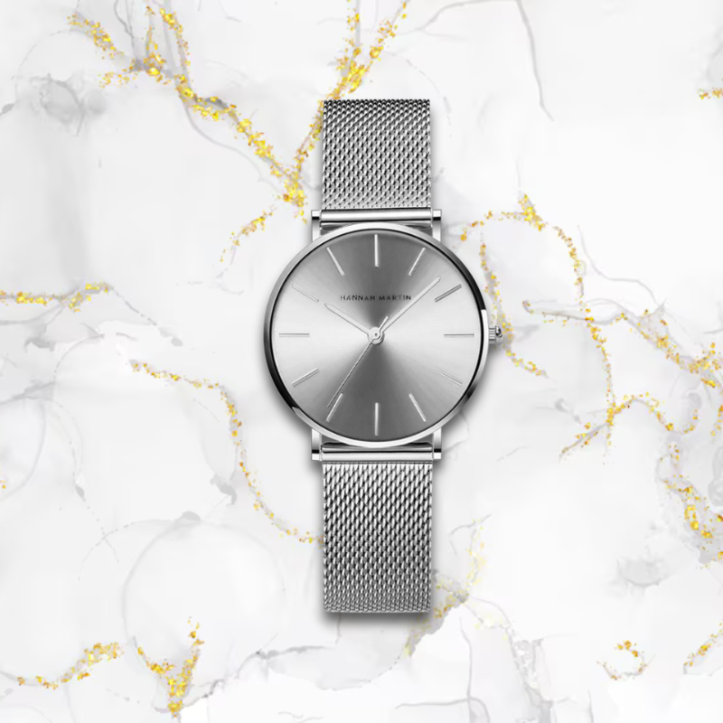 Montre automatique femme fine style japonais | Argentée Grise Tempor'Elle