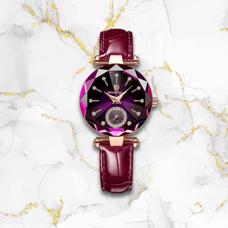Montre femme bracelet cuir élégante nacrée | Pourpre Pourpre Tempor'Elle