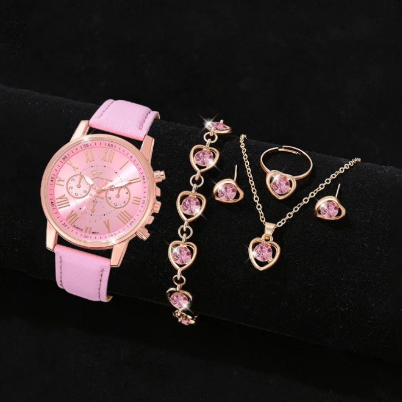 Montre femme bracelet cuir | Rose bonbon Rose Tempor'Elle