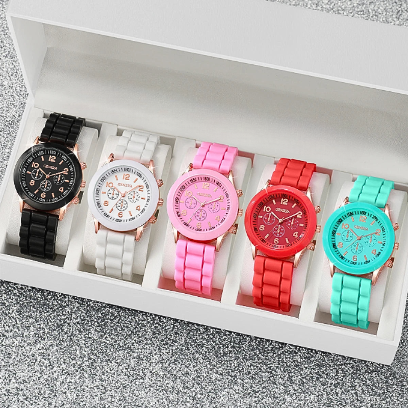 Coffret 5 montres femmes automatiques | Bracelet silicone Tempor'Elle