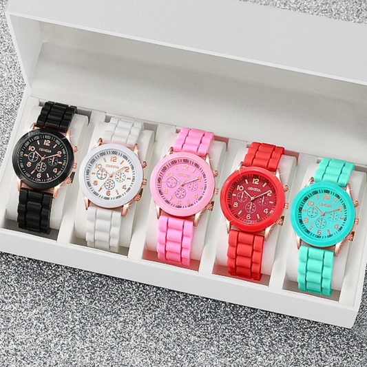 Coffret 5 montres femmes automatiques | Bracelet silicone Tempor'Elle