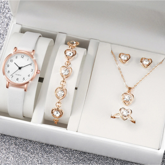 Coffret montre femme automatique bracelet fin | Or rose & bracelet de coeurs Or rose Tempor'Elle