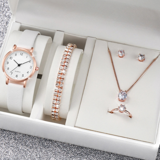 Coffret montre femme automatique bracelet fin | Or rose & bracelet double diamanté Or rose Tempor'Elle