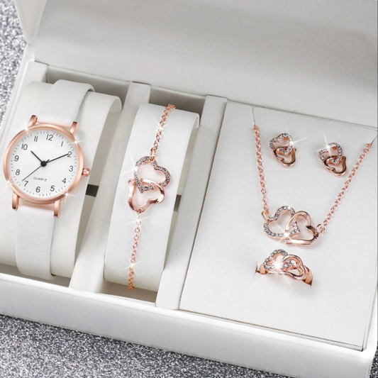 Coffret montre femme automatique bracelet fin | Or rose & double coeurs Or rose Tempor'Elle