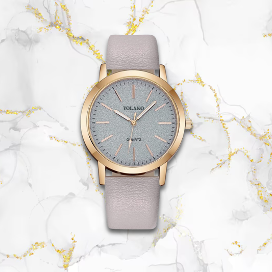 Coffret montre femme bracelet cuir | Violet taupe Violet Tempor'Elle