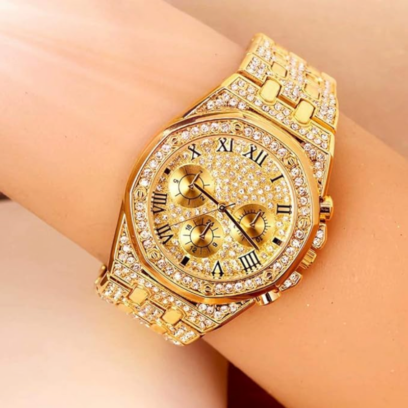 Montre automatique femme acier bracelet diamanté Dorée Tempor'Elle