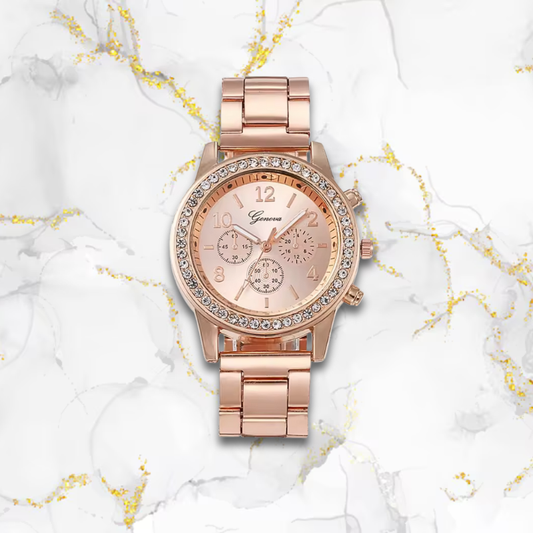 Montre automatique femme acier fine élégante | Or rose Or rose Tempor'Elle