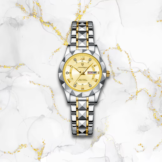 Montre automatique femme élégante polygonale | Argentée & or Dorée Tempor'Elle