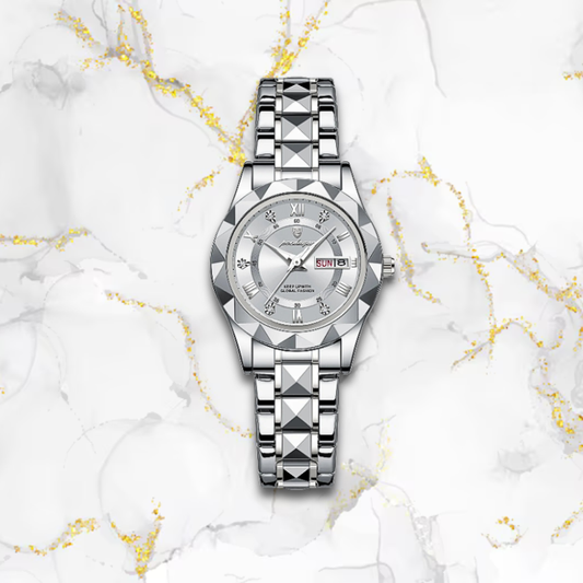 Montre automatique femme élégante polygonale | Argentée Argentée Tempor'Elle