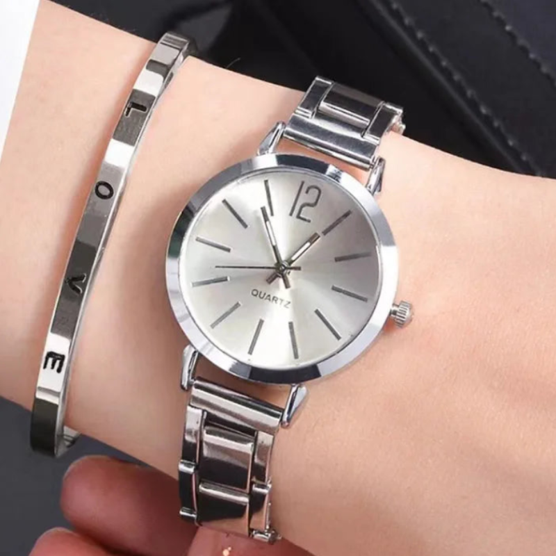 Montre automatique femme fine en acier élégante | Argentée Argent Tempor'Elle
