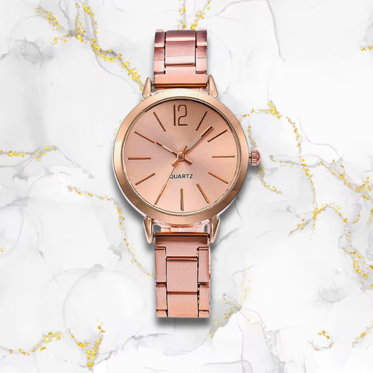 Montre automatique femme fine en acier élégante | Or rose Or rose Tempor'Elle