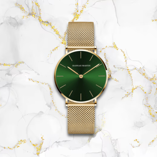 Montre automatique femme fine style japonais | Dorée & cadran vert Dorée Tempor'Elle