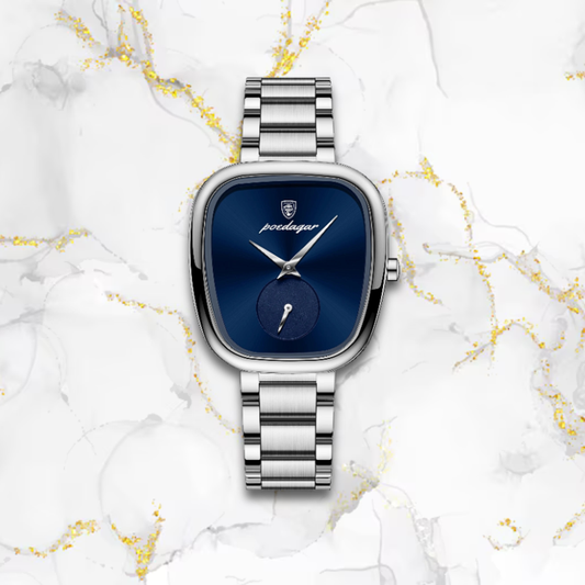 Montre automatique femme vintage épurée | Argentée & bleue Bleue Tempor'Elle