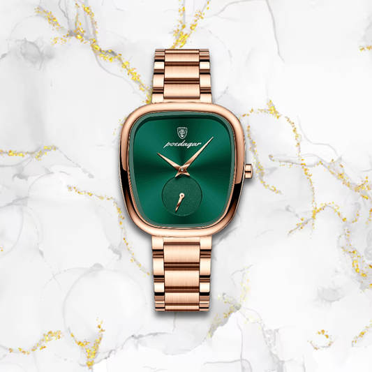 Montre automatique femme vintage épurée | Or rose & verte Or rose Tempor'Elle