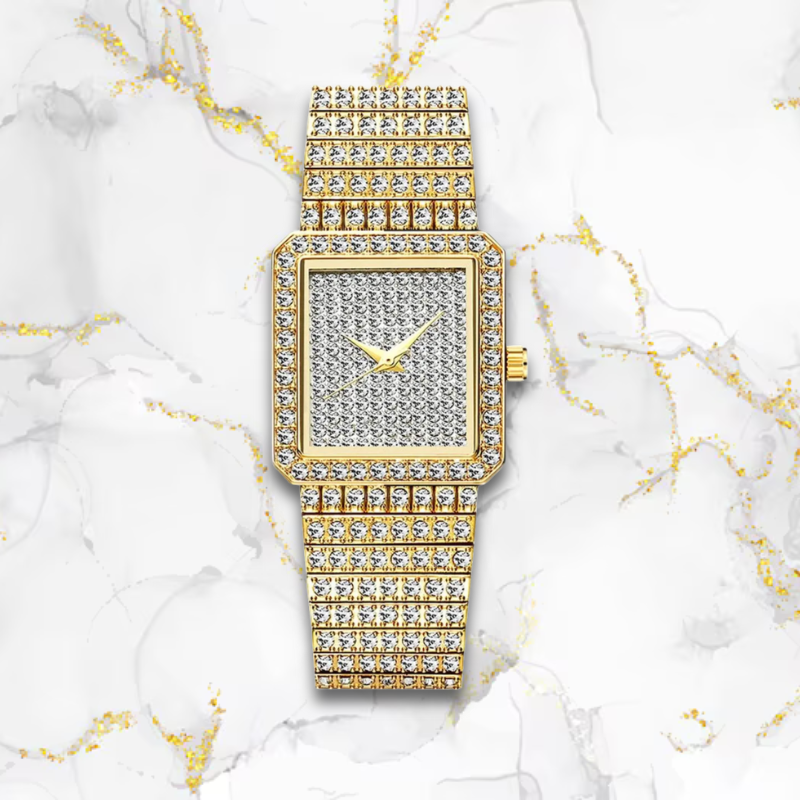 Montre carrée femme or | Bling bling Dorée Tempor'Elle