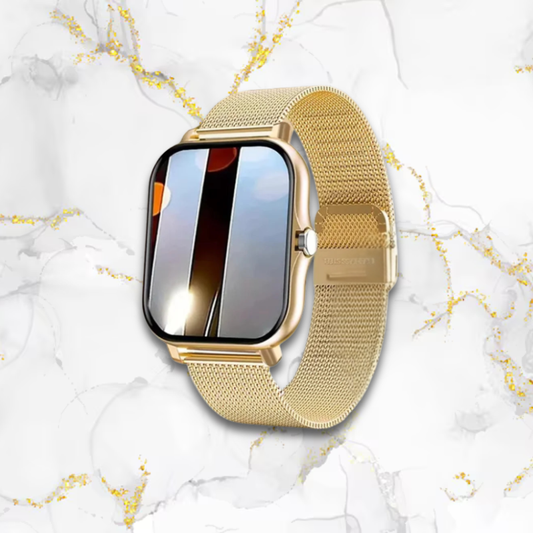 Montre connectée femme élégante carrée | Bracelet maille doré Dorée Tempor'Elle