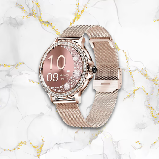 Montre connectée femme élégante en acier ronde | Or rose Or rose Tempor'Elle