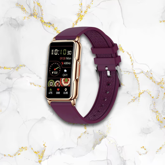 Montre connectée femme élégante longue sportive | Bracelet violet & cadran or rose Violet Tempor'Elle