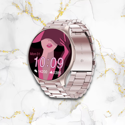 Montre connectée femme élégante ronde digitale | Acier rose Rose Tempor'Elle