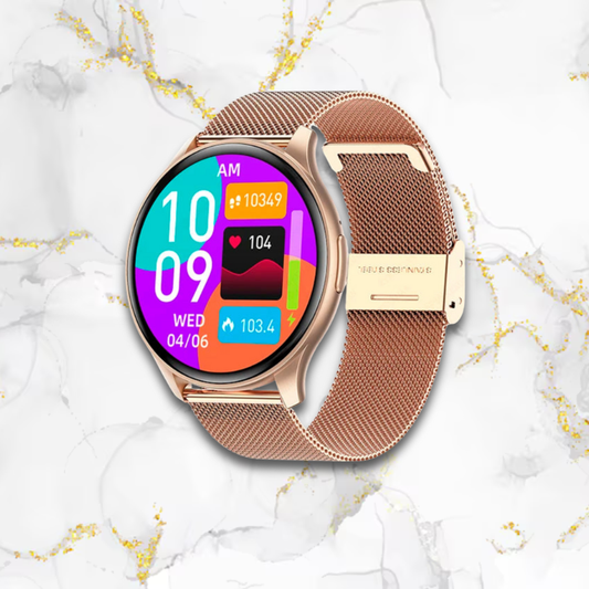 Montre connectée femme élégante ronde digitale | Maille or rose Or rose Tempor'Elle