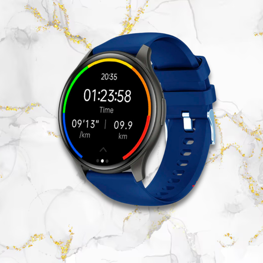 Montre connectée femme élégante ronde digitale | Silicone bleu Bleue Tempor'Elle