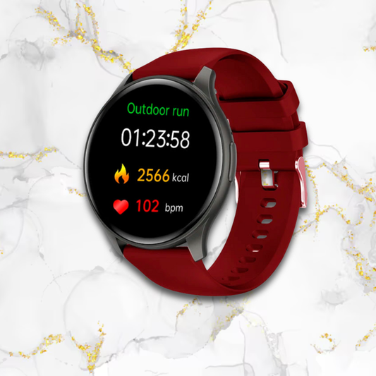 Montre connectée femme élégante ronde digitale | Silicone rouge Rouge Tempor'Elle