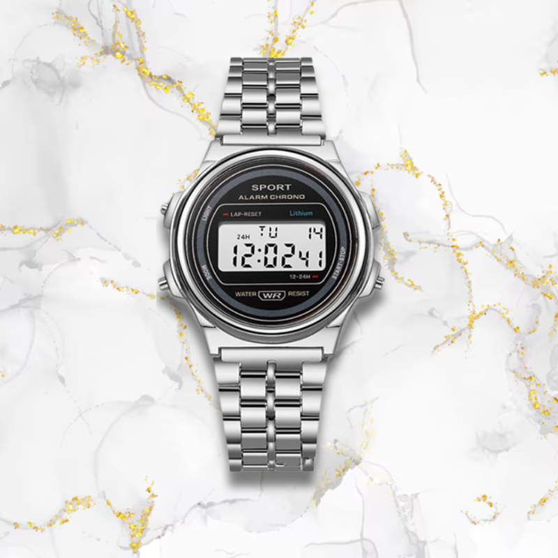 Montre digitale femme fine bracelet en acier | Grise Grise Tempor'Elle