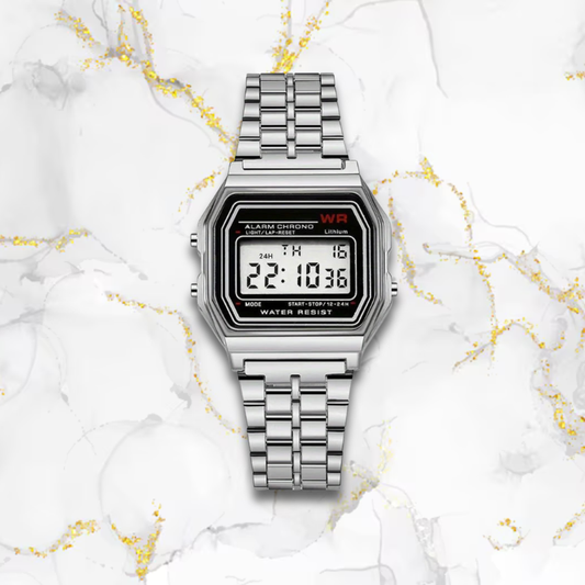 Montre digitale femme rectangulaire fine | Argentée Argentée Tempor'Elle