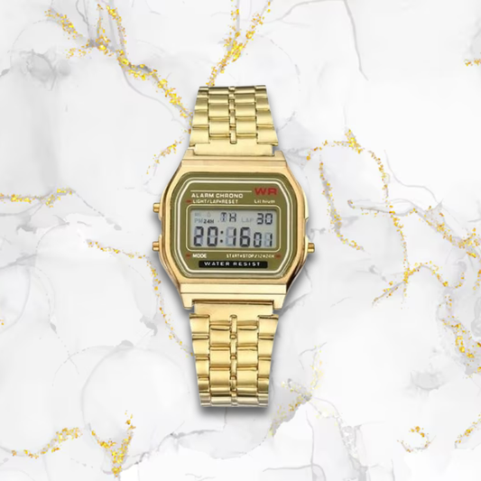 Montre digitale femme rectangulaire fine | Dorée Dorée Tempor'Elle