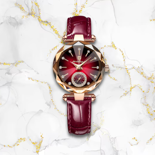 Montre femme bracelet cuir élégante nacrée | Rose intense Rose intense Tempor'Elle