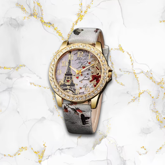 Montre femme bracelet cuir | Paris gris Gris Tempor'Elle
