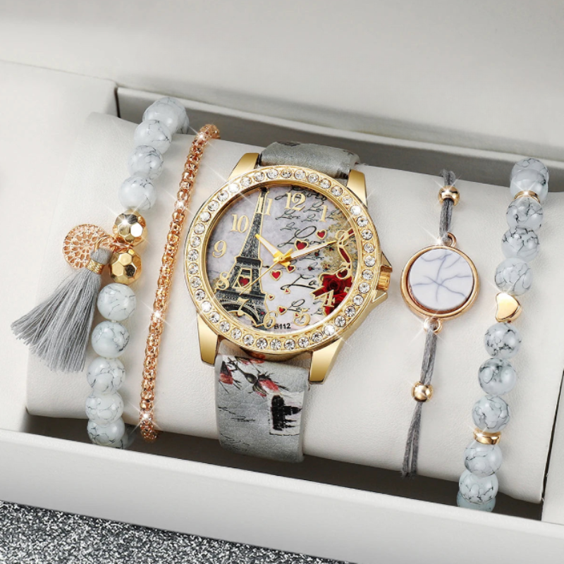 Montre femme bracelet cuir | Paris gris Gris Tempor'Elle