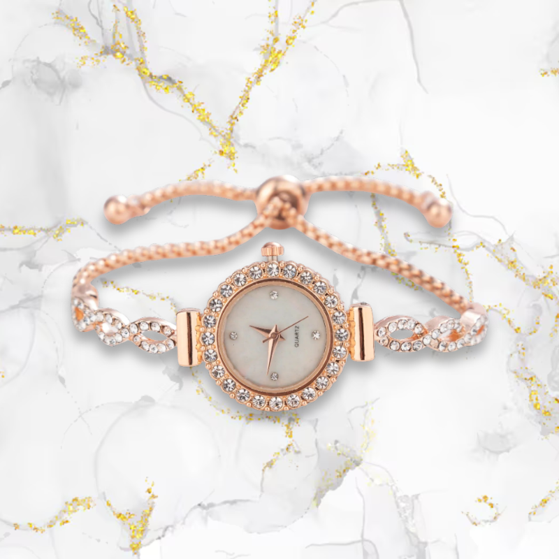 Montre femme fine en acier | Diamants & or rose Rose Tempor'Elle