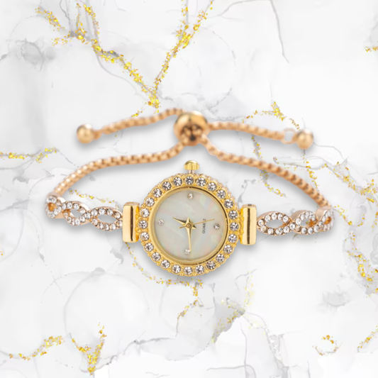 Montre femme fine en acier | Diamants & or Dorée Tempor'Elle