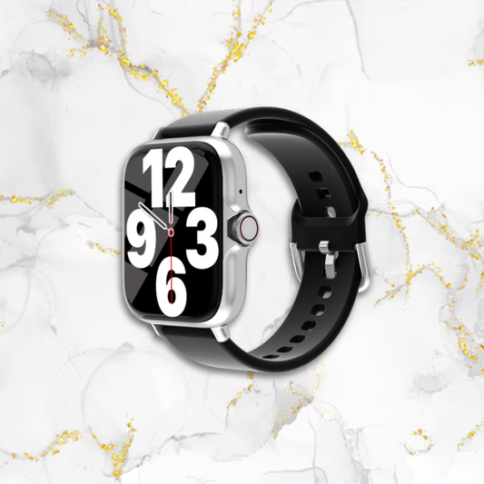 Montre sport femme connectée carrée bracelet silicone | Noire & argent Argentée Tempor'Elle