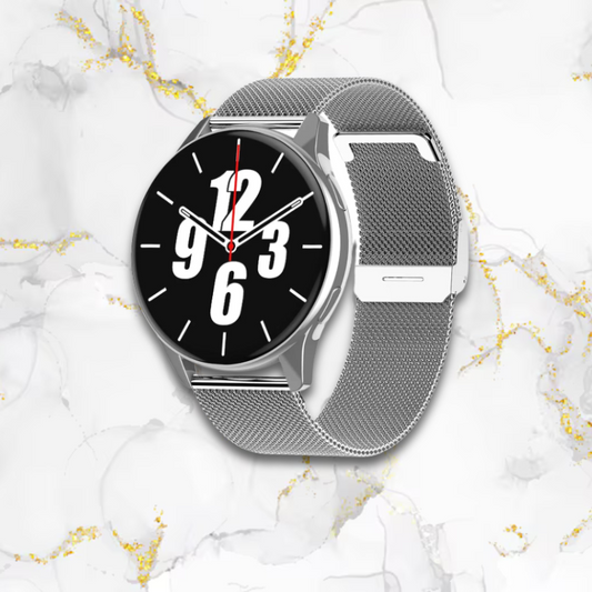 Montre sport femme connectée ronde | Bracelet maille argenté Argentée Tempor'Elle