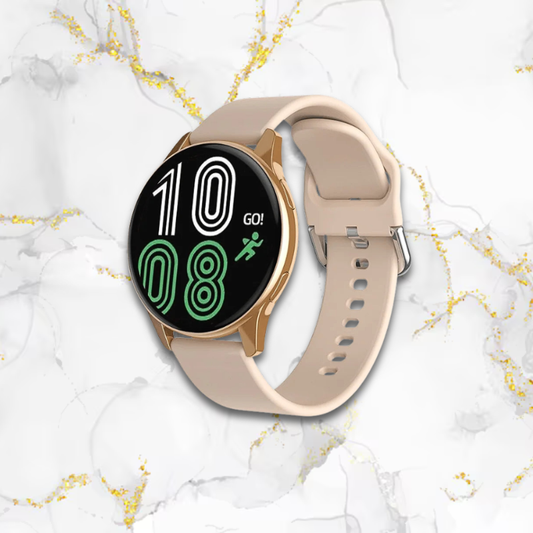 Montre sport femme connectée ronde | Bracelet silicone rose Rose Tempor'Elle