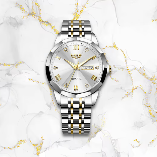Montre vintage femme automatique | Argentée & aiguilles dorées Argentée Tempor'Elle