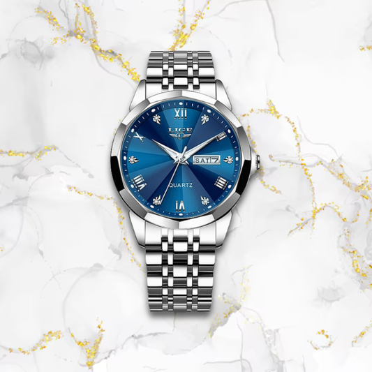 Montre vintage femme automatique | Argentée & bleue Argentée Tempor'Elle