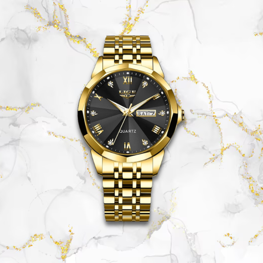 Montre vintage femme automatique | Dorée & noire Dorée Tempor'Elle