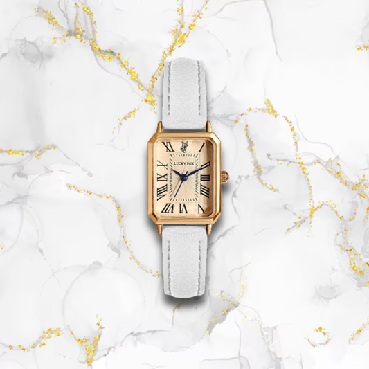 Montre vintage femme rectangulaire fine bracelet cuir | Blanche Blanche Tempor'Elle