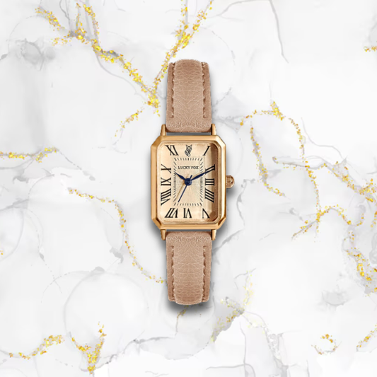 Montre vintage femme rectangulaire fine bracelet cuir | Khaki Khaki Tempor'Elle