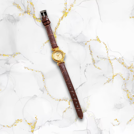 Montre vintage femme ultra fine bracelet cuir | Café Café Tempor'Elle